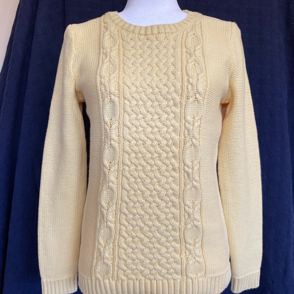 Talbots Women's Cable Knit Sweater - Yellow